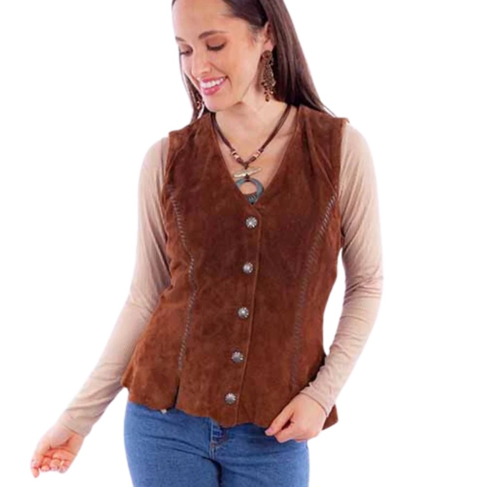 SCULLY WOMEN'S CAFE BROWN SUEDE VEST L1102-125